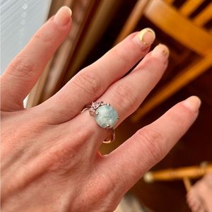 Size 7 Aquamarine and pink tourmaline ring NEW